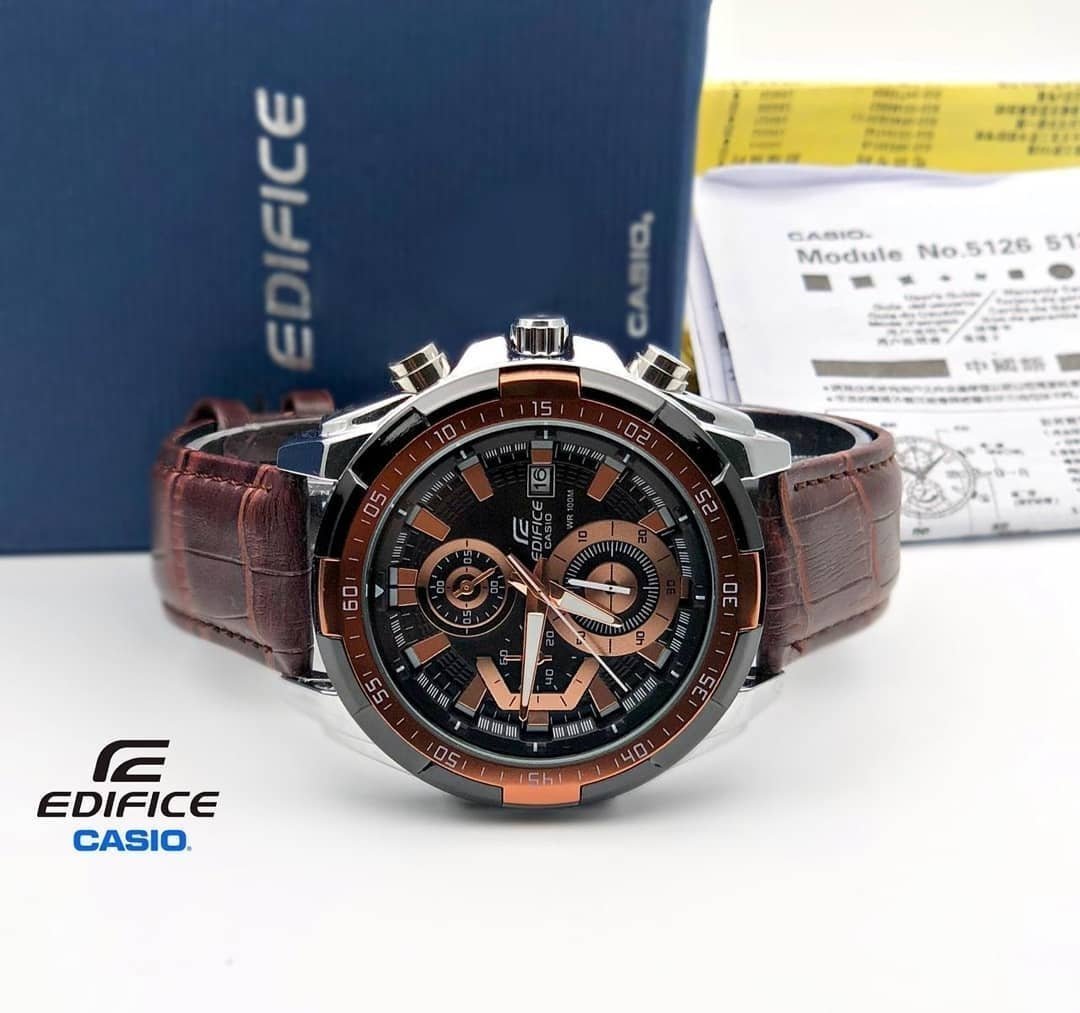 Edifice Brown Leather Watch - Image 3