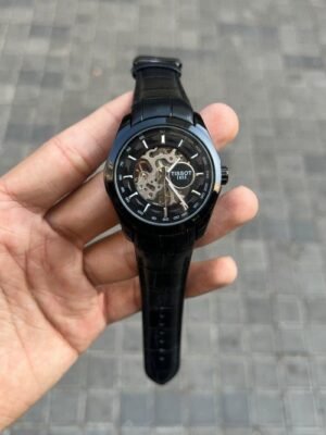 TISSOT 1853 AUTOMATIC PRIMIUM QUILTY FULL BLACK LEATHER WATCH