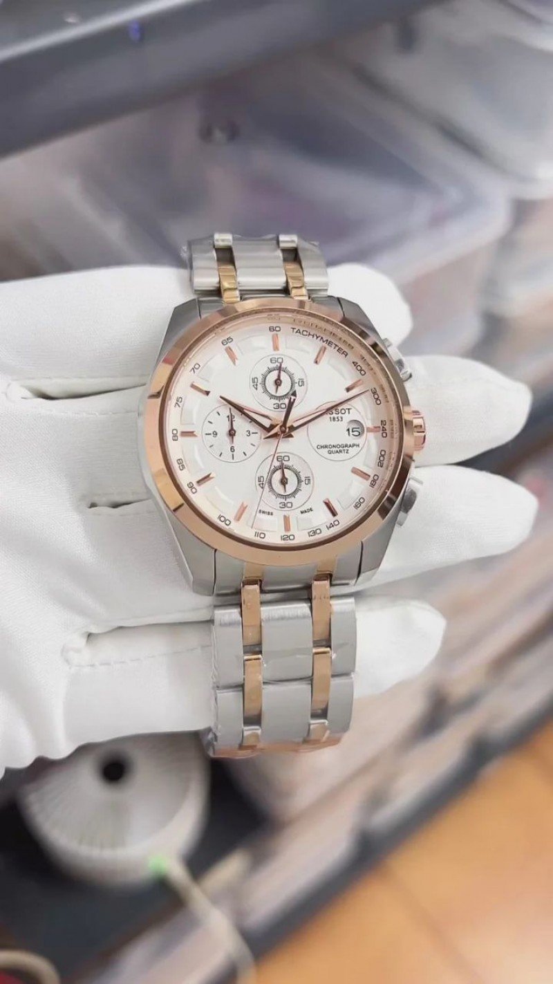 TISSOT 1853 PRIMIUM QUALITY DUAL TON WHITE METAL WATCH'