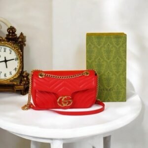 Gucci  GG Marmontn Matelassen Shoulder Bag With OG Box & Dust Bag_(Red-529)(BSB)