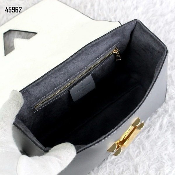 Louis Vuitton Embroidered Twist Logo Premium Double Box Bag With Shoulder Strap (45962-White_Grey)(LB) - Image 4