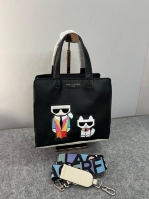 Karl Lagerfeld Maybelle Black Crossbody Bag Satchel With Dust Bag - (KB019-1 Black)(LB)