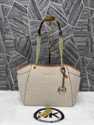 Michael Kors Jet Set Tote Travel Signature With Dust Bag (19015 Beige Brown)