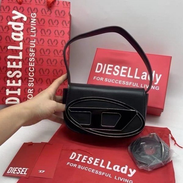 Diesel 1DR Shoulder Bag With OG Box & Dust Bag & Extra Shoulder Strap (Black-442)(BSB) - Image 6