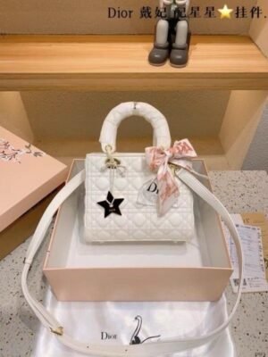 Dior Lady My ABC Elite Quality With OG Box & Dus Bag & Scarf WIth Star Charm(White-292)(BSB)