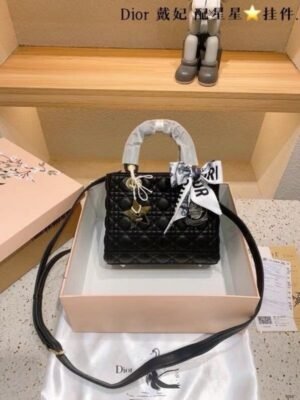 Dior Lady My ABC Elite Quality With OG Box & Dus Bag & Scarf WIth Star Charm (Black-291)(BSB)