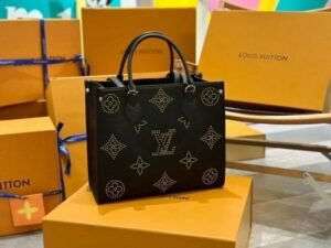 Louis Vuitton LV M46733 On The Go Premium Monogram Empreinte Leather Tote Bag With OG Magnetic Box & Dust Bag (Black - 649)(BSB)
