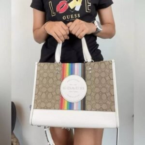 Coach Dempsey Tote With OG Box & Dust Bag & Extra Shoulder Strap (Rainbow-718)(BSB)