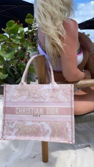 Dior Book Tote Pink Toile De Jouy With OG Box & Dust Bag & Scarf (Pink_Tiger-574)(BSB)