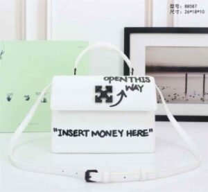 Off-White Leather Insert Money Here Jitney 1.4 Shoulder Bag (Insert Money Here 88537 White)(LB)