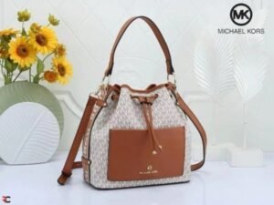 Michael Kors Maeve Medium Bucket Bag With Dust Bag Beige Brown 100829(LB)