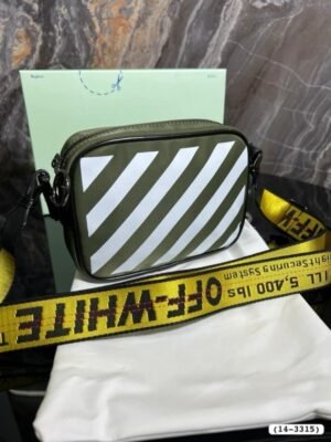 Off White Binder Nylon Small Crossbody With OG Box & Dust Bag & 07 Army Green Yellow(LB)