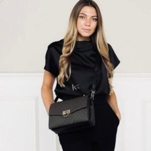 Michael_Kors Hendrix Logo Cross Body Bag With OG Box & Dust Bag (21009 Black)