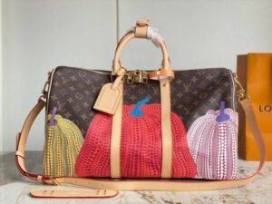 Louis Vuitton Keepall Duffle Bandouliere Bag Yayoi Kusama Pumpkins Monogram Canvas 45 (202313)