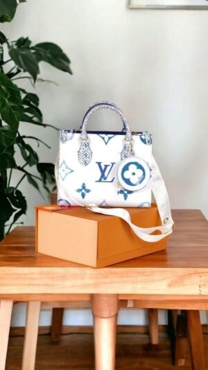 Louis Vuitton LV M22976 On The Go Pochette With Dust Bag (White Blue - 620)
