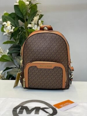 Michael Kors Double Zipper Backpack With Dust Bag (22M07-Coffee_Brown)(LB)