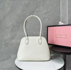 Miu Miu Embossed-Logo Medium Tote Bag With Dust Bag (3005 White)(LB)