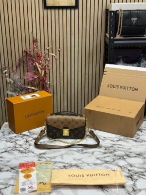 LOUIS VUITTON IMPORTED POCHETTE HANDBAG WITH OG DOUBLE BOX PREMIUM QUALITY (COFFEE BROWN)(MT)