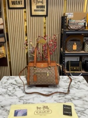 Coach Womens Signature Canvas Kailey Carryall Handbag With DustBag (C506-APRICOT_BROWN)(MT)