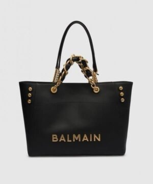 BALmain 1945 embellished leather-trimmed cotton-blend jacquard tote with dust cover(BH)