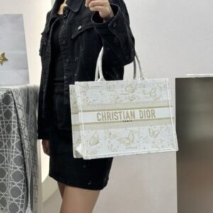 Dior Book Tote Premium Oblique With OG Box & Dust Bag & Scarf (Butterfly-824) (BSB)