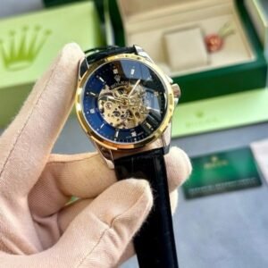 ROLEX AUTOMATIC WATCH WITH LEATHER BELT BLACK GOLD WITH OG BOX
