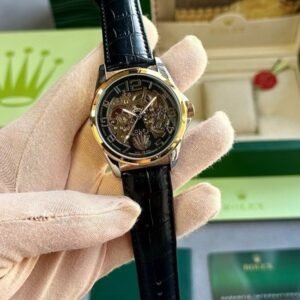 ROLEX AUTOMATIC WATCH BLACK GOLD LEATHER BELT WITH OG BOX