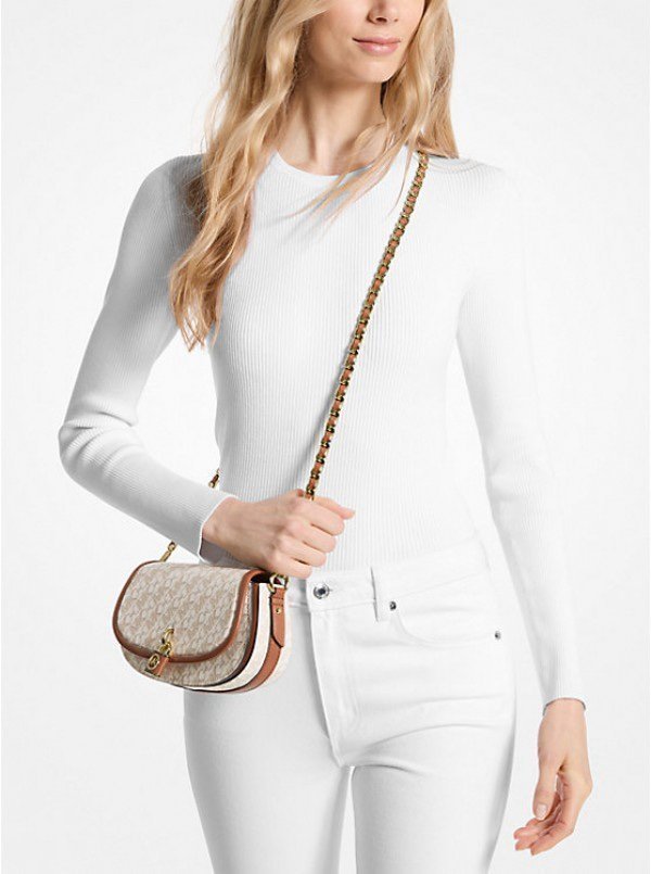 Michael kors mila shoulder bag with og box(20236-biege-brown)